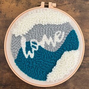 Handmade Punch Needle Wall Art, Home, Embroidery Hoop Art, Wall Hanging, Gift